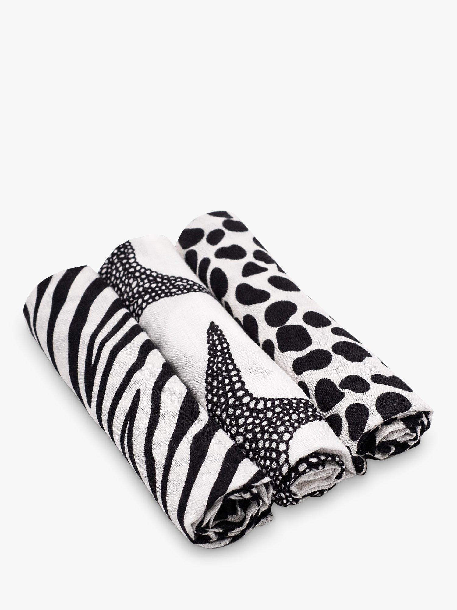 GOTS Organic Cotton Animal Print Sensory Muslin Squares, Pack of 3