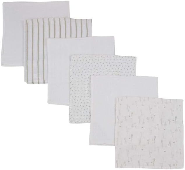 Grey Print and Plain Muslins, Pack of 6