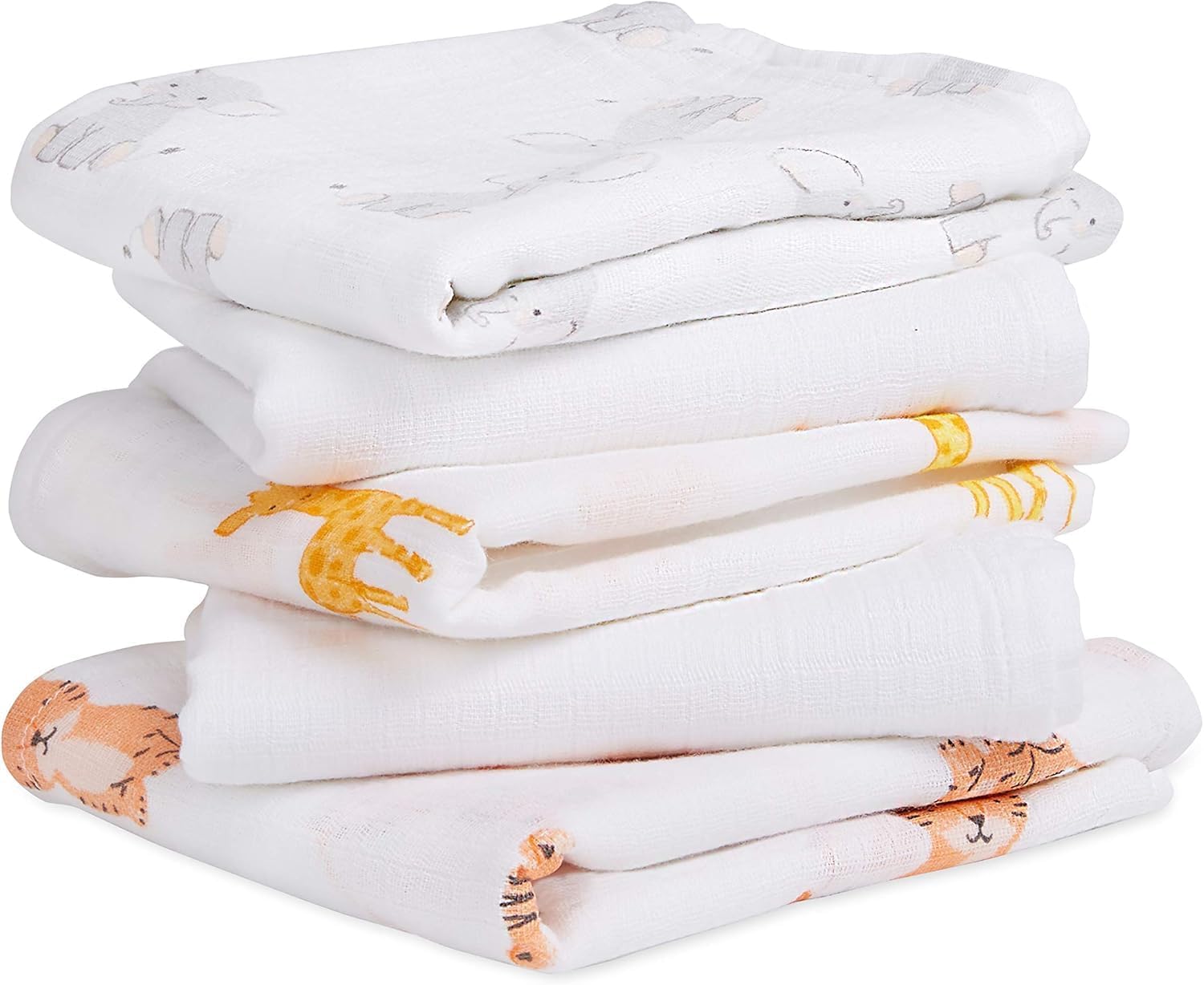 Essentials Muslin Squares, Safari Babes, Pack of 5